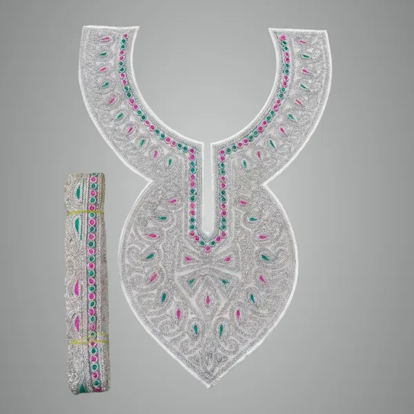 White_And_Silver_Tilla_And_Zari_Premium_And_Elegant_Neck_Design_For_Women_And_Girls
