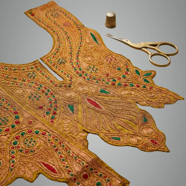 Mustard_And_Copper_Tilla_And_Zari_Premium_And_Elegant_Neck_Design_For_Women_And_Girls