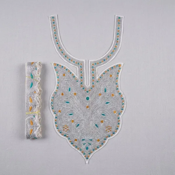 White_And_Silver_Tilla_And_Zari_Premium_And_Elegant_Neck_Design_For_Women_And_Girls