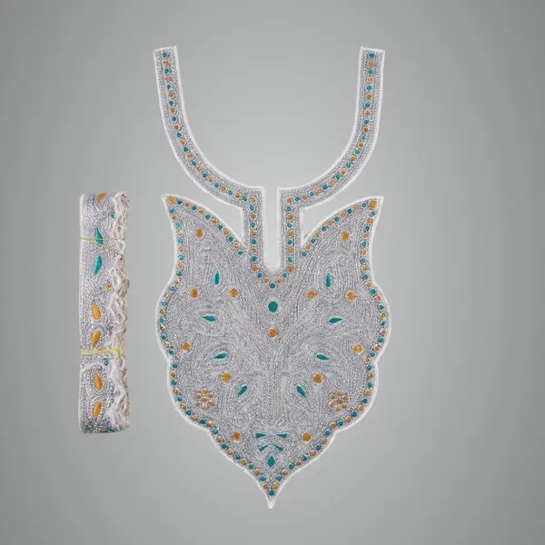 White_And_Silver_Tilla_And_Zari_Premium_And_Elegant_Neck_Design_For_Women_And_Girls