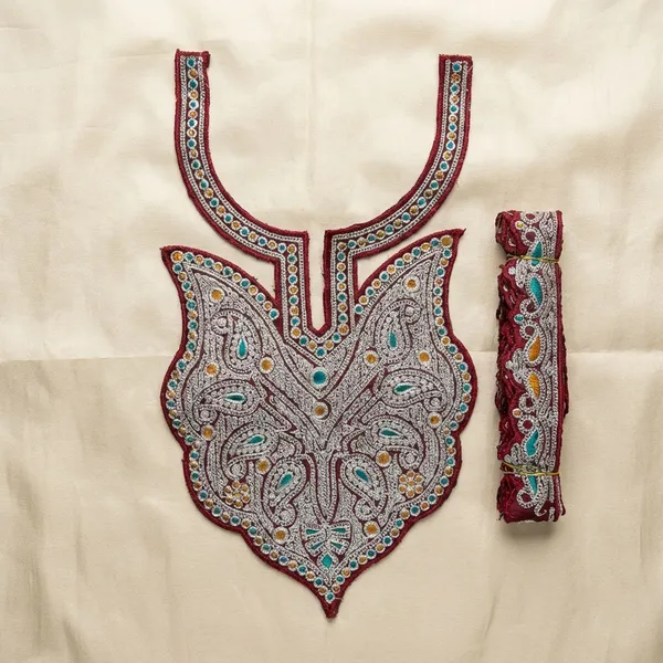 Silver_And_Maroon_Tilla_And_Zari_Premium_And_Elegant_Neck_Design_For_Women_And_Girls