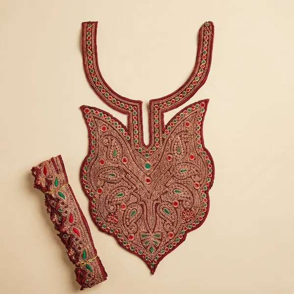 Maroon__And_Copper_Tilla_And_Zari_Premium_And_Elegant_Neck_Design_For_Women_And_Girls