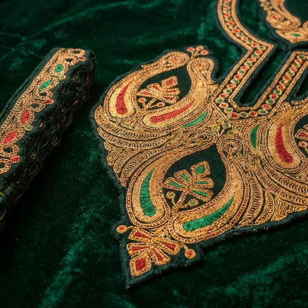 Green_And_Golden_Tilla_And_Zari_Premium_And_Elegant_Neck_Design_For_Women_And_Girls