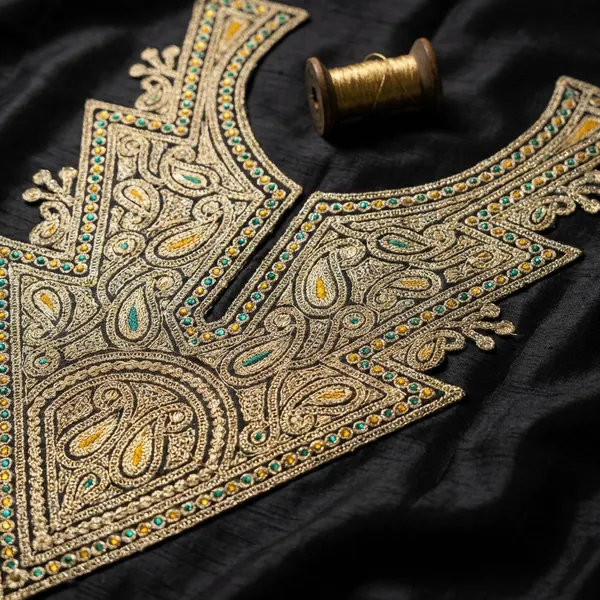 Copper_And_Golden_Tilla_And_Zari_Premium_And_Elegant_Neck_Design_For_Women_And_Girls