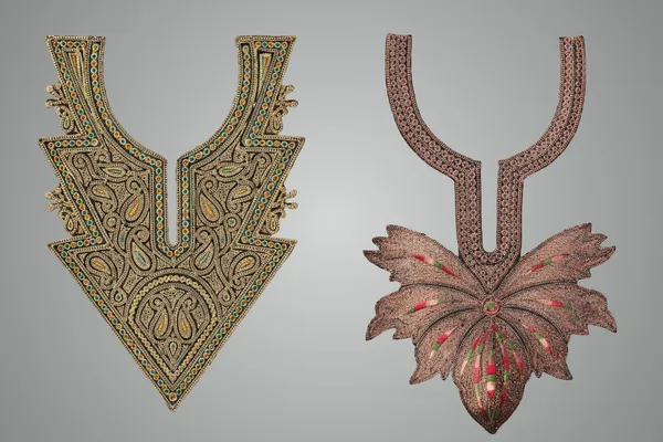 Copper_And_Golden_Tilla_And_Zari_Premium_And_Elegant_Neck_Design_For_Women_And_Girls