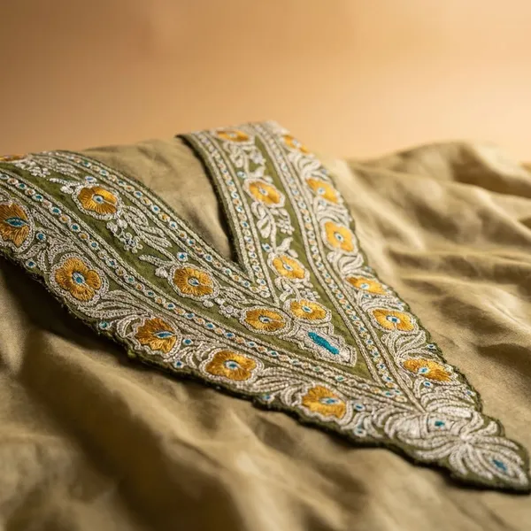 Mehandi_Green_and_Copper_Thread_Work_Premium_And_Elegant_Sozni_Neck_Design_For_Women_And_Girls