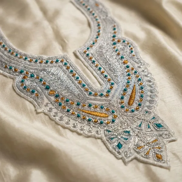 White_And_Silver_Tilla_And_Zari_Premium_And_Elegant_Neck_Design_For_Women_And_Girls