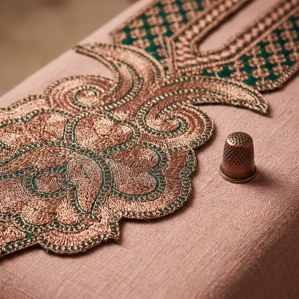 Green_And_Copper_Tilla_And_Zari_Premium_And_Elegant_Neck_Design_For_Women_And_Girls
