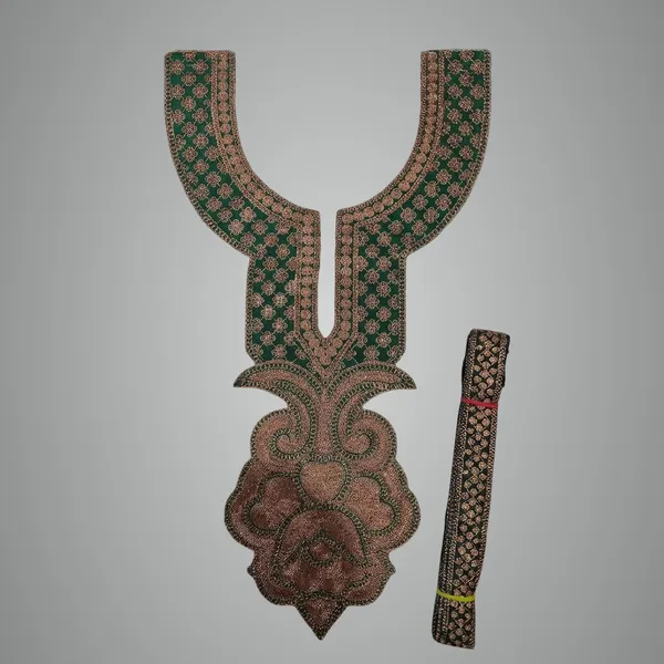 Green_And_Copper_Tilla_And_Zari_Premium_And_Elegant_Neck_Design_For_Women_And_Girls