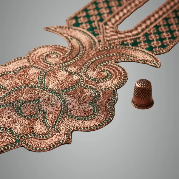 Green_And_Copper_Tilla_And_Zari_Premium_And_Elegant_Neck_Design_For_Women_And_Girls