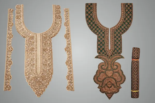 Gold_And_Green_And_Copper_Mirror_Work_And_Tilla_And_Zari_Premium_And_Elegant_Cut_Dhana_Neck_Design_For_Women_And_Girls