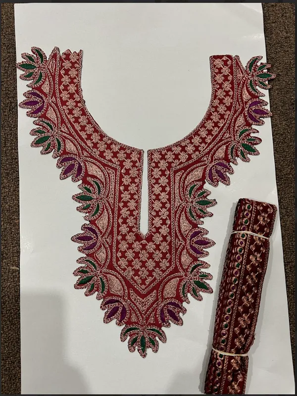 Red_and_Copper_Tilla_And_Zari_Premium_And_Elegant_Neck_Design_For_Women_And_Girls