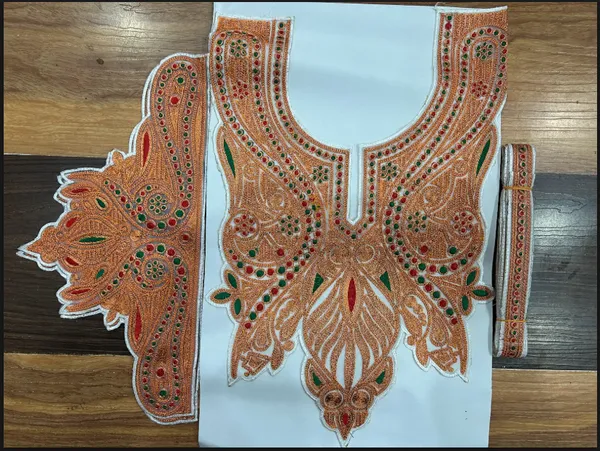 White_and_Copper_Premium_Zari_Neck_Design_For_Women_and_Girls