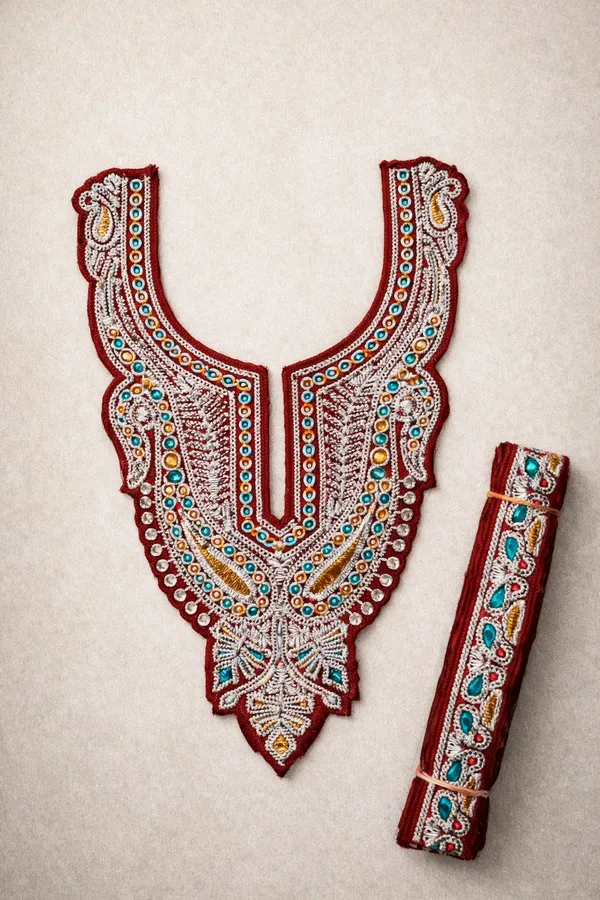 Maroon_And_Silver_Tilla_And_Zari_Premium_And_Elegant_Neck_Design_For_Women_And_Girls