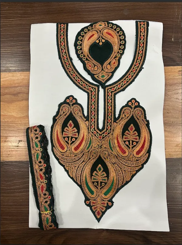 Green_And_Golden_Tilla_And_Zari_Premium_And_Elegant_Neck_Design_For_Women_And_Girls