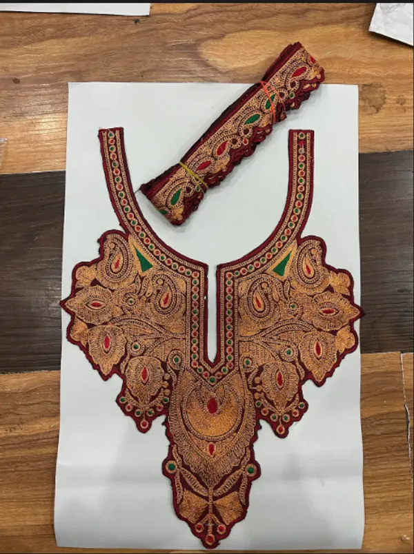 Red_and_Copper_Premium_Zari_Neck_Design_For_Women_and_Girls