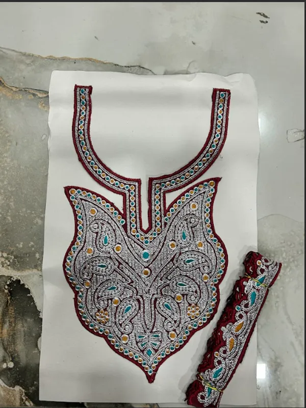 Silver_And_Maroon_Tilla_And_Zari_Premium_And_Elegant_Neck_Design_For_Women_And_Girls