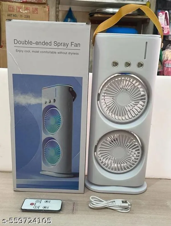 White_3-In-1_Usb-C_Rechargeable_Portable_Air_Cooler_fan_10W_Mist_Led_And_Quiet.