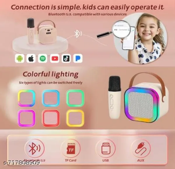 Multicolor_K12_Mini_Bluetooth_Karaoke_Speaker_With_1_Mic_5W_5_Voice_Effects_Led_Lights_Rechargeable_4H_Playtime_For_Kids_And_Adults