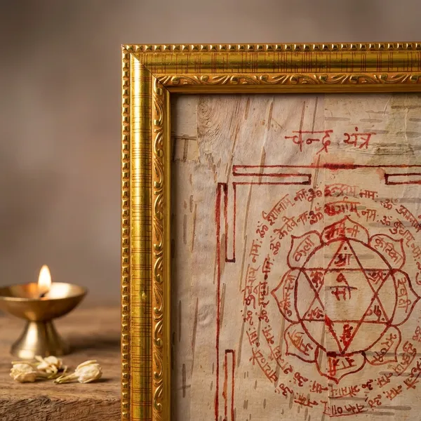 RAjyog_Padprapti_Golden_Surya_And_Chandra_Yantra_On_Bhojpatra_In_Wooden_Frame_Pack_Of_2