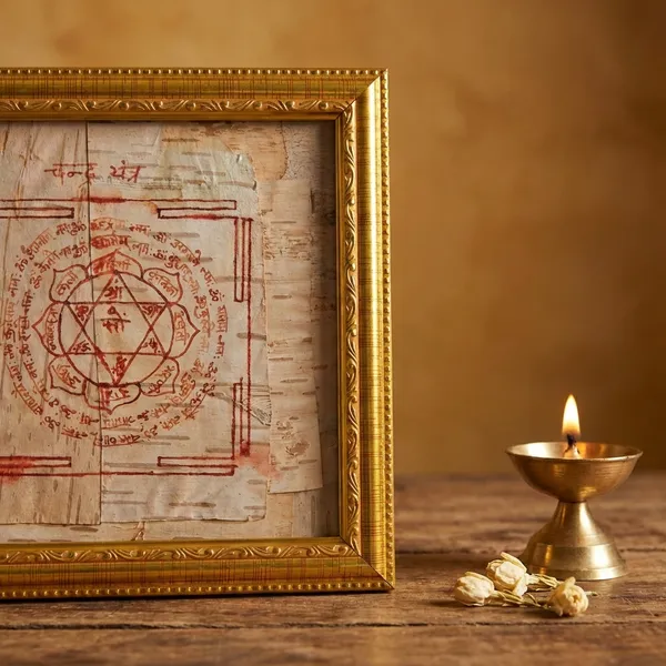 Santi_Dayak_Golden_Chandra_Yantra_On_Bhojpatra_With_Wooden_Frame
