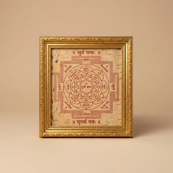 Rajyog_Karak_Golden_Surya_Yantra_On_Bhojpatra_In_Wooden_Frame