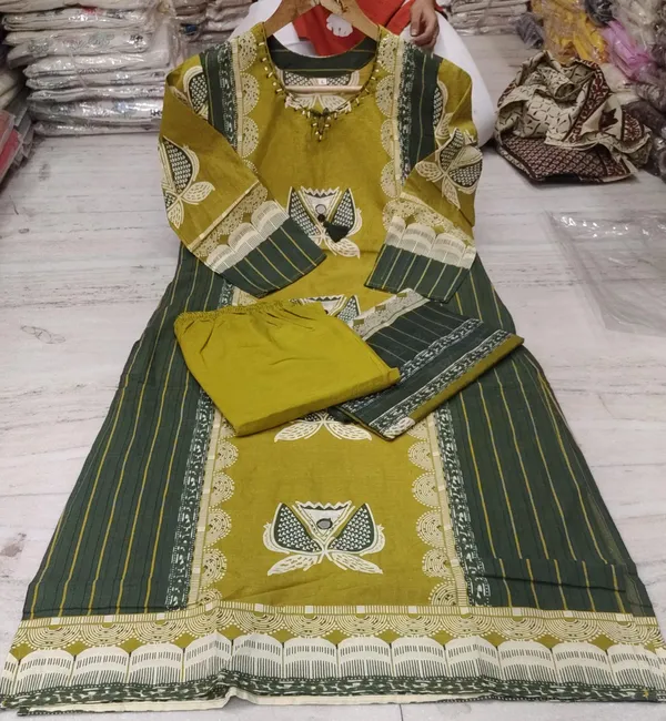 Women's_Mustard_Yellow_Cotton_Printed_Kurta_Pant_Dupatta_Set_with_Kaththa_Work