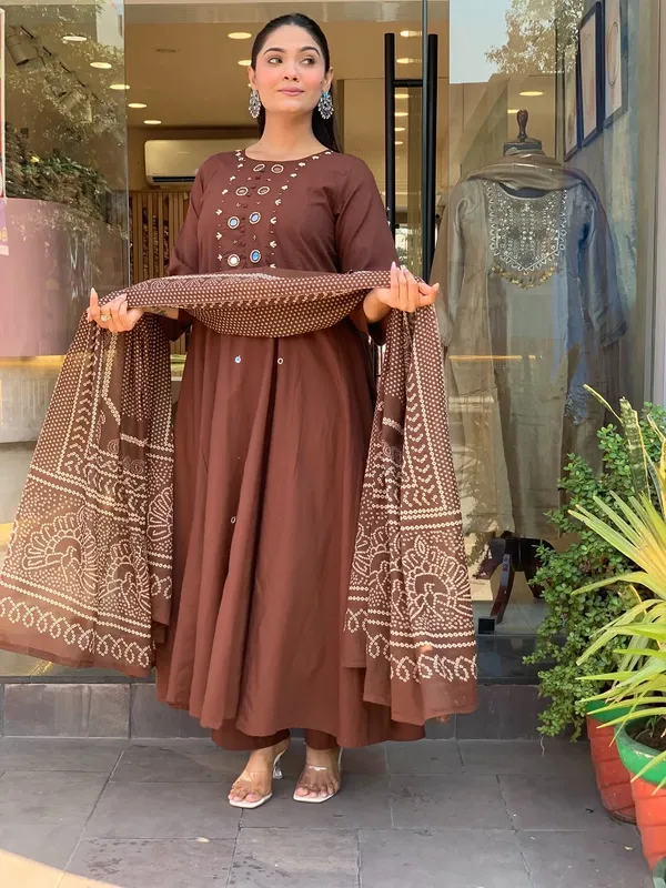 Coffee_Brown_Embroidered_A-Line_Kurta_Set