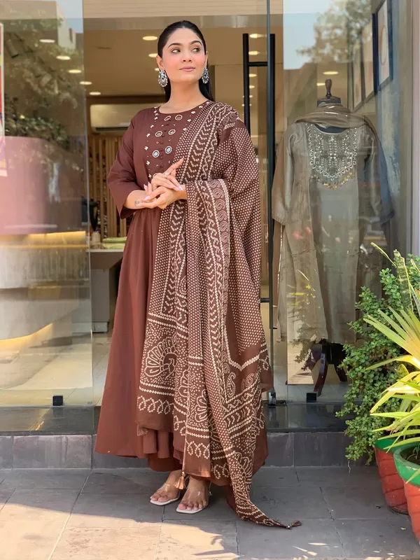 Coffee_Brown_Embroidered_A-Line_Kurta_Set