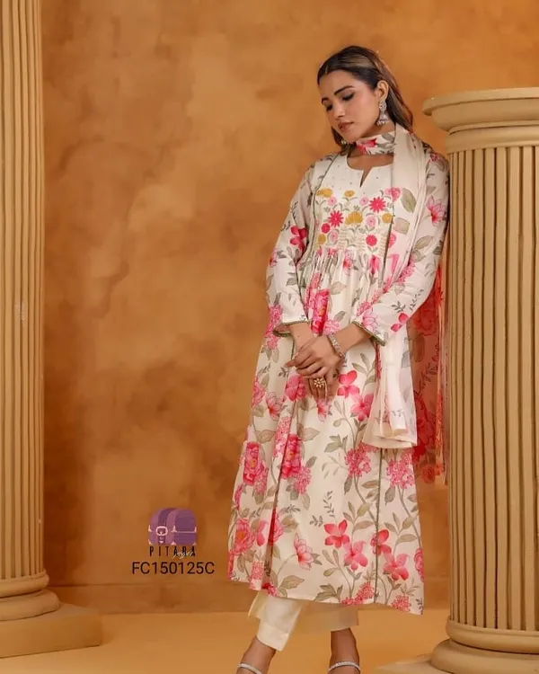 Ivory_Floral_Embroidered_Cotton_Anarkali_Set