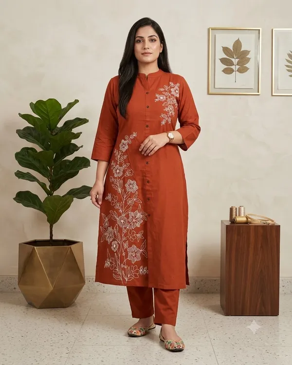 Women's_Rust_Orange_Cotton_Slub_Embroidered_Co-ord_Set