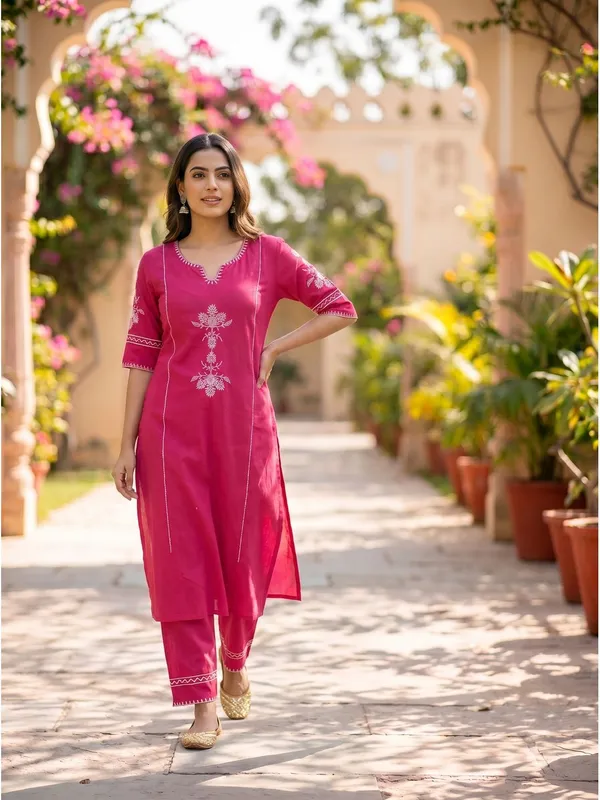 Rangnoor_Pink_Embroidered_South_Cotton_Kurta_Pant_Co-ord_Set