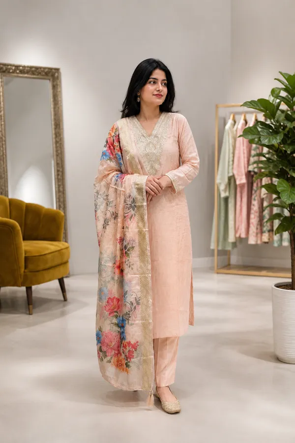 Rangnoor_Women's_Peach_Roman_Silk_Embroidered_Kurta_Pant_Set_with_Chanderi_Dupatta