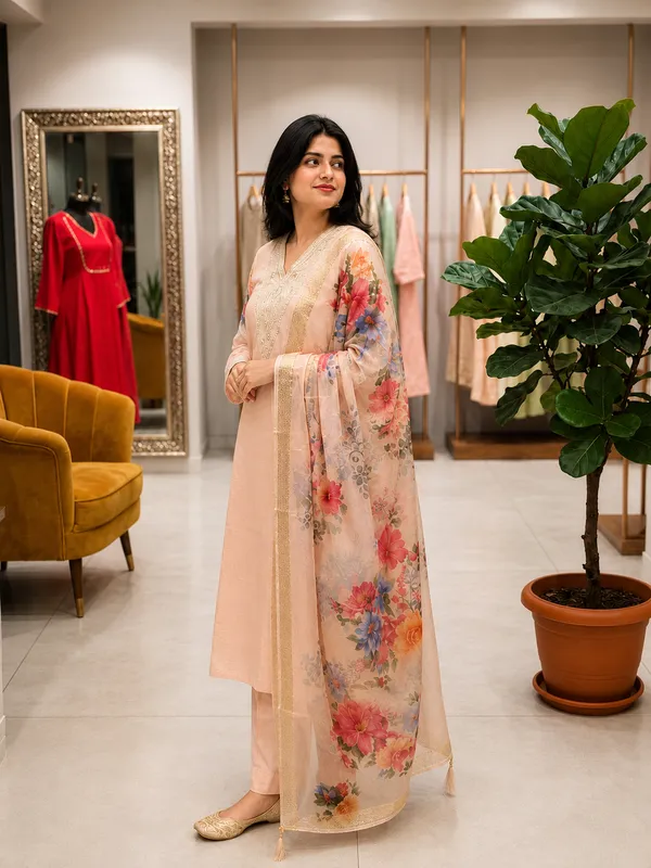 Rangnoor_Women's_Peach_Roman_Silk_Embroidered_Kurta_Pant_Set_with_Chanderi_Dupatta