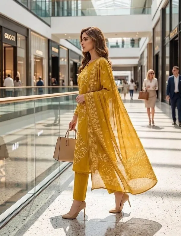 Women's_Mustard_Muslin_Printed_Kurta_Set_with_Dupatta