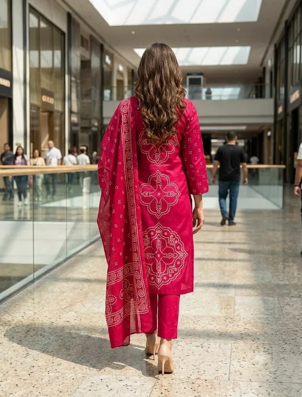 Women's_Rani_Pink_Muslin_Printed_Kurta_Set_with_Dupatta