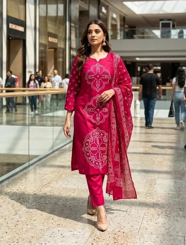 Women's_Rani_Pink_Muslin_Printed_Kurta_Set_with_Dupatta