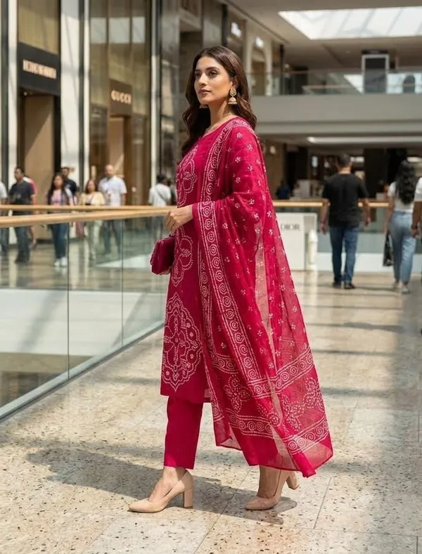 Women's_Rani_Pink_Muslin_Printed_Kurta_Set_with_Dupatta
