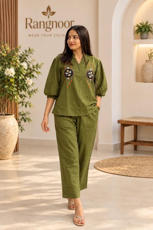 Women's_Olive_Green_Cotton_Flex_Embroidered_Co-ord_Set