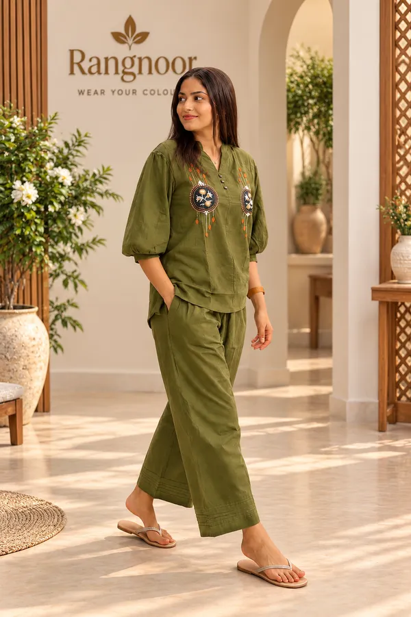 Women's_Olive_Green_Cotton_Flex_Embroidered_Co-ord_Set