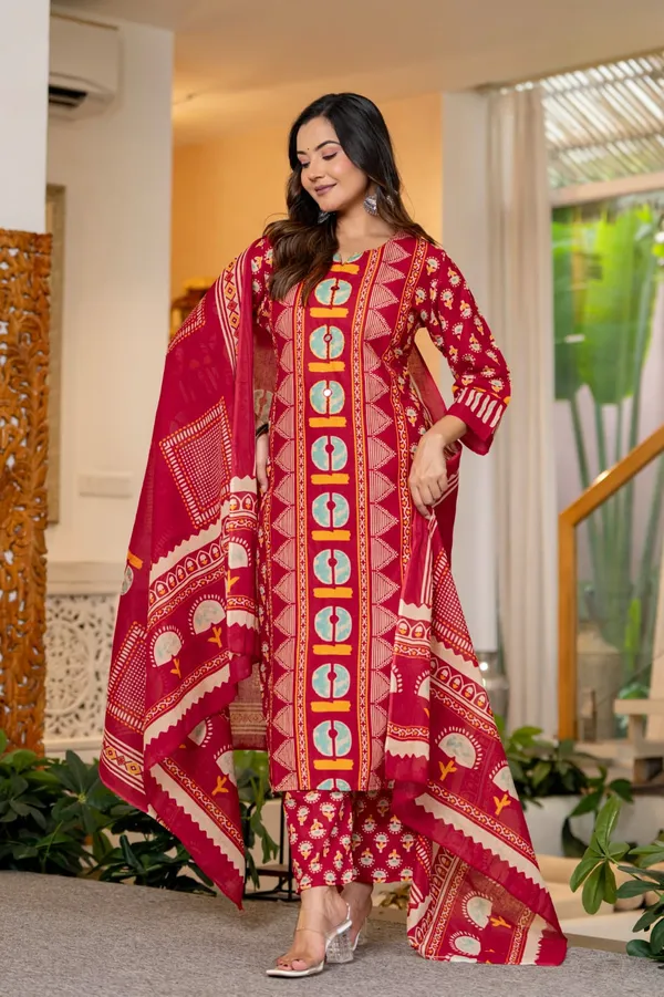 Women's_Maroon_Printed_Cotton_Suit_Set_with_Mirror_Work