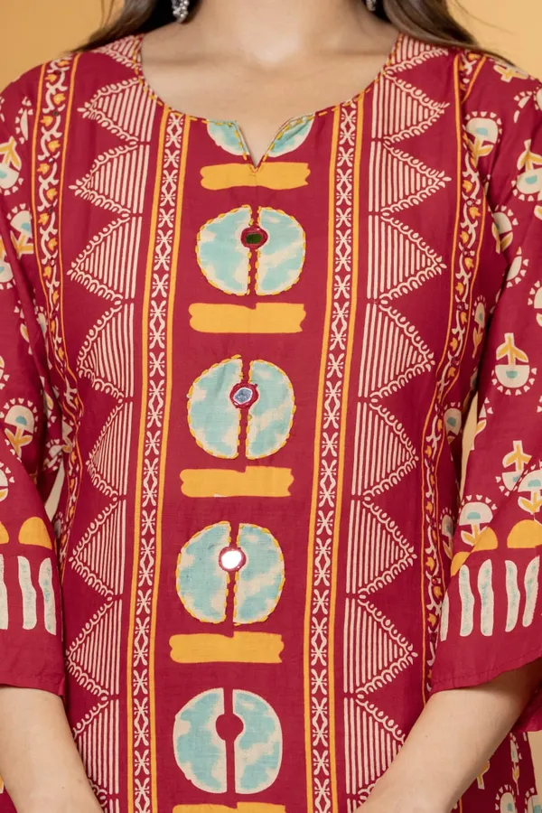 Women's_Maroon_Printed_Cotton_Suit_Set_with_Mirror_Work