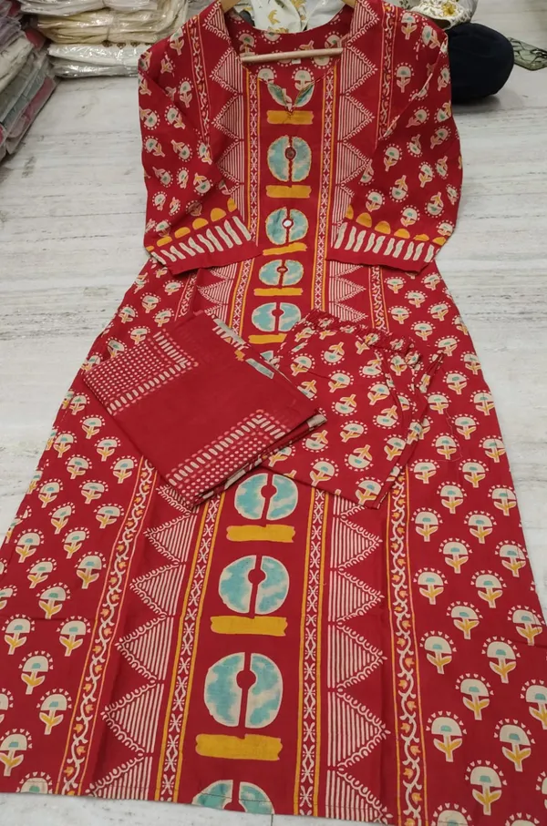 Women's_Maroon_Printed_Cotton_Suit_Set_with_Mirror_Work