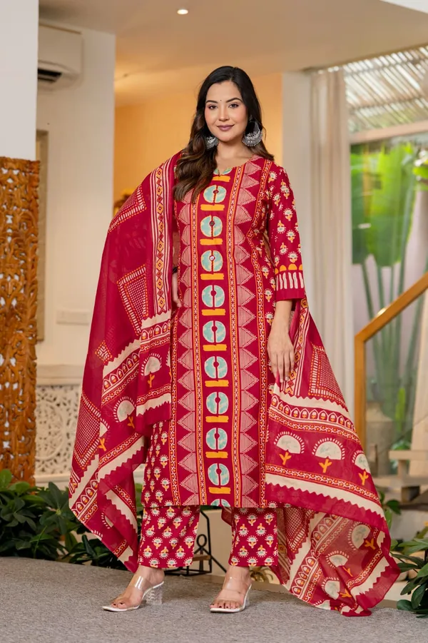 Women's_Maroon_Printed_Cotton_Suit_Set_with_Mirror_Work