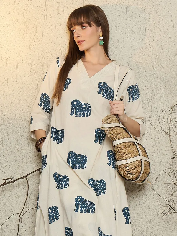 Women's_Cream_&_Blue_Elephant_Print_Cotton_Flex_Co-ord_Set