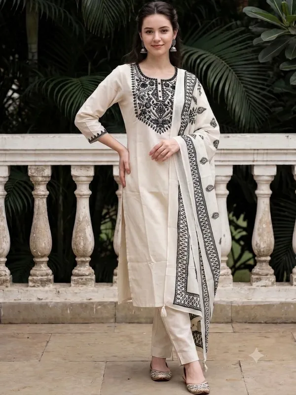 Cotton_Flex_Heavy_Embroidered_Kurta_Pant_Set_with_Printed_Dupatta