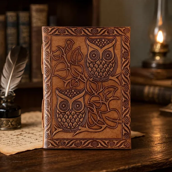 Premium_Handmade_Leather_Diary_Notebook_Owl_Embossed_Vintage_Rustic_Notebook_Unruled_Writing_For_Sketching_Gratitude_Travel_Personal_Use_Aesthetic_Gift_For_Writers_Creatives_200_Pages
