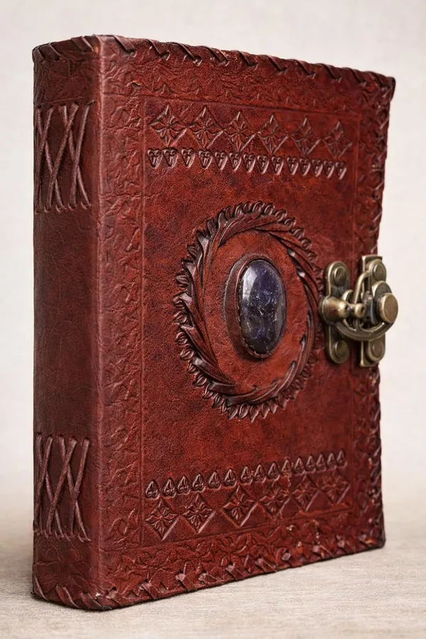Premium_Handmade_Vintage_Leather_Diary_With_Antique_Metal_Lock_Stone_Embossed_Design_200_Pages_Unruled_Thick_Paper_Luxury_Travel_Notebook_For_Writing_Sketching_Personal_Aesthetic_Gift_For_Men_Women