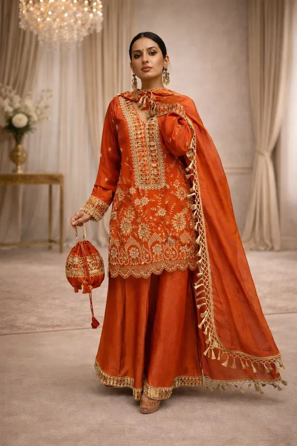 Designer_Kurti_Plazzo_Set_With_Real_Mirror_Embroidery_Work