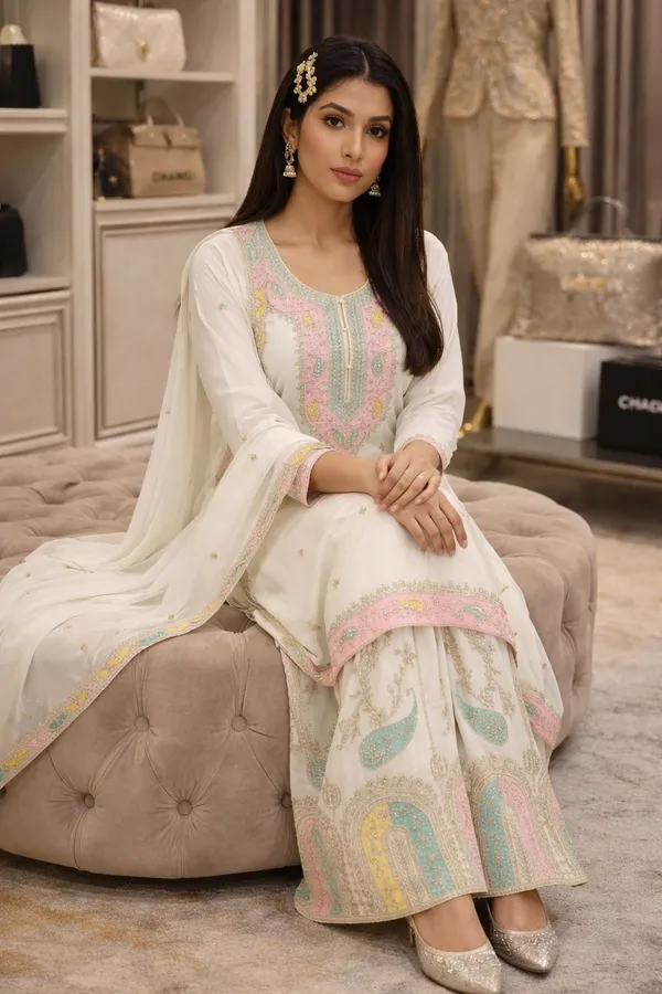 Designer_Kurti_Plazzo_Set_With_Sequence_and_Handwork_Embroidery